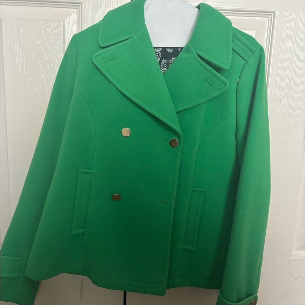 Crown & Ivy Vibrant Green Pea Coat